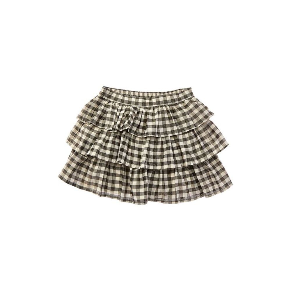Janie And Jack Girls Gingham Shimmer Tiered Skirt, Gold